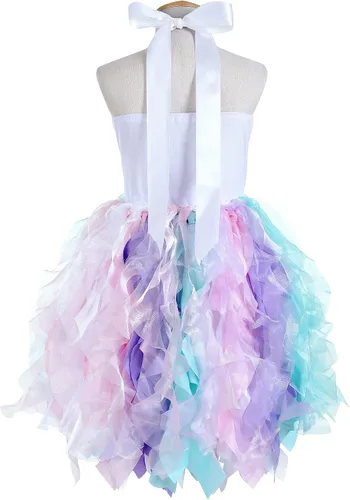 Vista 3 de PARTISKY Vestido de unicornio de Halloween para niñas, 3-10 años, disfraz de unicornio con lentejuelas, vestido tutú de princesa para fiesta