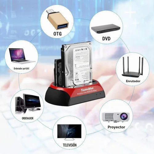 Vista 6 de TCC-S867-US - Estación de acoplamiento para disco duro USB 2.0 a 2.5 de 3.5 pulgadas, SATA IDE de 3.5 pulgadas, lector de doble ranuras, carcasa