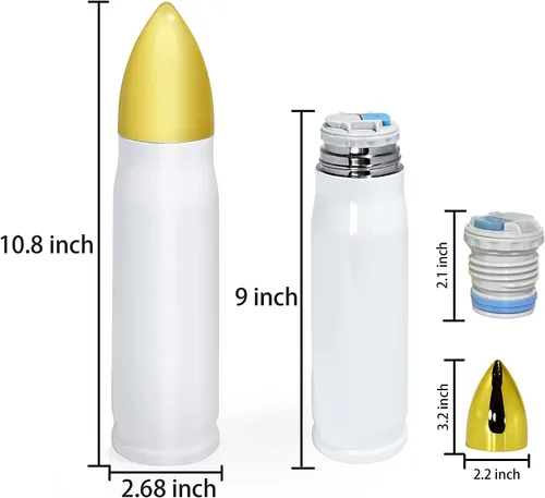 Vista 2 de AGH 4 vasos de sublimación en blanco de acero inoxidable de 17 onzas, botellas de agua aisladas al vacío de doble pared con tapa a prueba de fugas