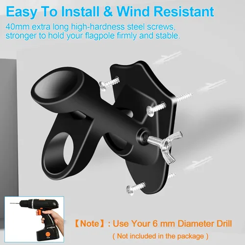Vista 5 de BONWIN - Soportes para mástil de bandera de 1 pulgada con accesorios para montaje en pared de casa, diámetro interior de 1 pulgada, dos posiciones