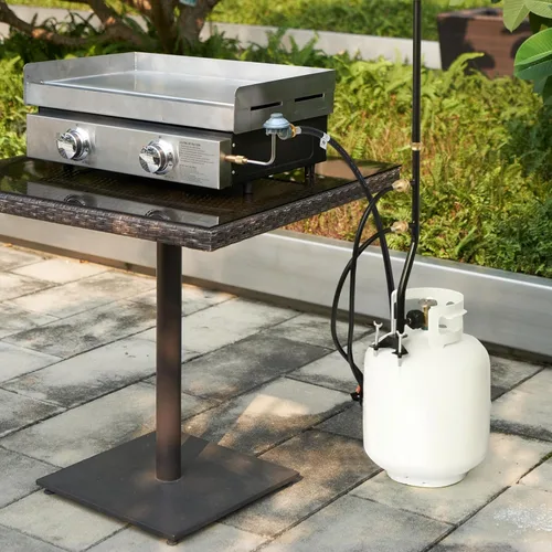 Vista 4 de SHINESTAR Manguera de extensión de propano de 5 pies, 1 pulgada a 20 macho a hembra de rosca cilíndrica de propano para árbol de propano, adaptador