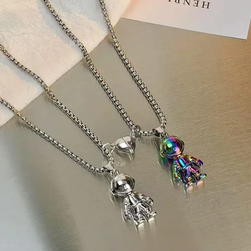 Vista 6 de ZZ ZINFANDEL 2 collares magnéticos de atracción mutua para parejas atracción mutua collar de astronauta a juego para él y ella regalos de joyería