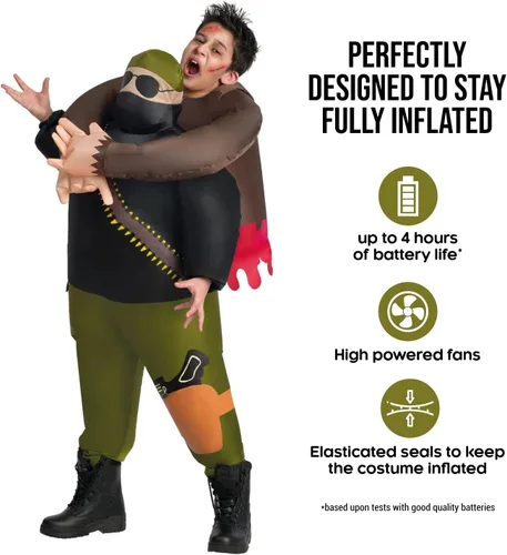 Vista 2 de Morph Disfraces de Halloween de zombi para niños, disfraz inflable de zombi, disfraz de Halloween de zombi para niños, disfraz de cazador de zombis