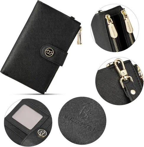 Vista 5 de BOSTANTEN Cartera de cuero genuino para mujer de gran capacidad cartera de mano con bloqueo RFID