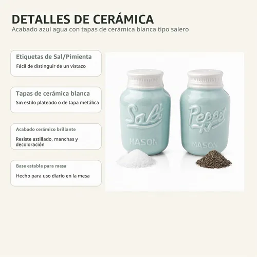 Vista 4 de Comfify - Salero y pimentero, diseño clásico de tarro, adorable jarro decorativo de estilo clásico, rústico, chic, hechos en cerámica resistente