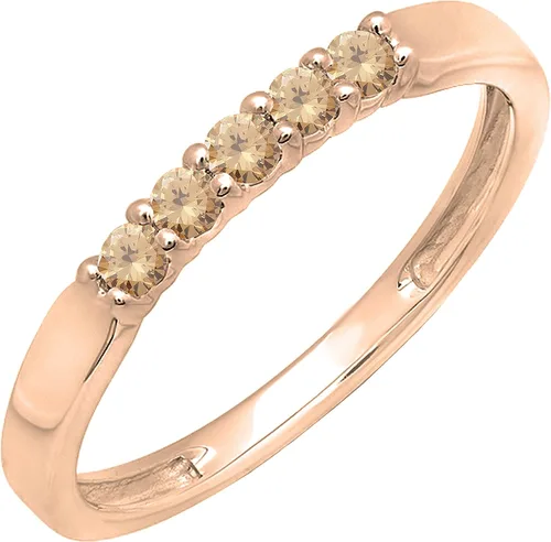 Vista 9 de Dazzlingrock Collection Anillo de boda redondo de 5 piedras preciosas o diamantes para mujer en oro macizo de 10 K/14 K/18 K