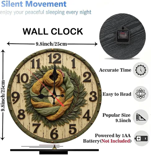 Vista 3 de Vintage Maple Wood Wall Clock for Home Office25cmx25cm