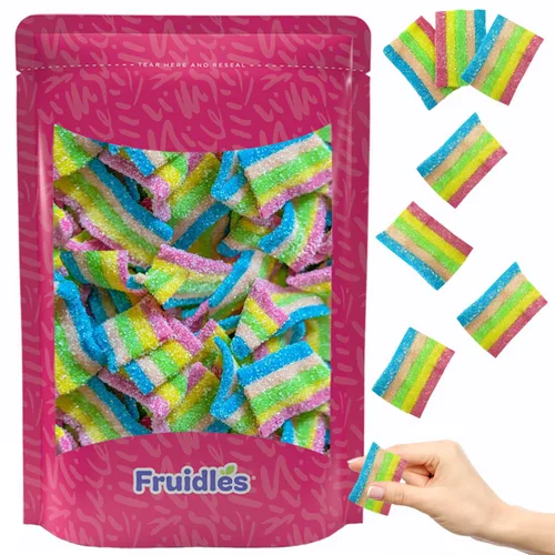 Vista 6 de Fruidles Cinturones de arcoíris ácido, caramelos de gomita multicolor, sin grasa (media libra)