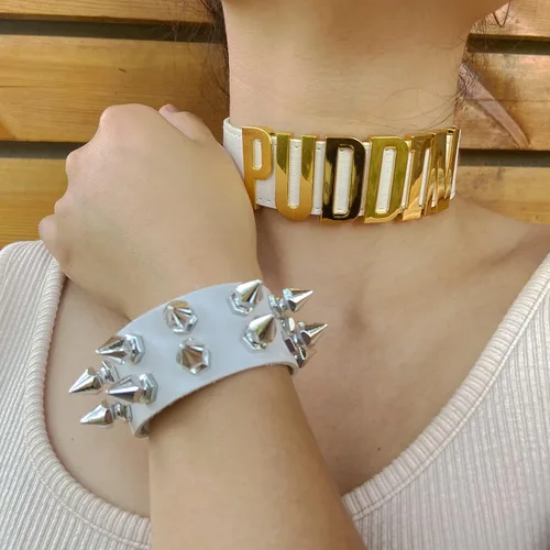 Vista 3 de Gargantilla de Halloween para cosplay, collar ajustable de cuello alto para mujer, gargantilla de Puddin de moda, collar de Halloween, regalo
