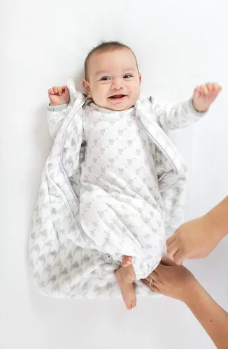 Vista 2 de SwaddleDesigns Saco de dormir de microfibra con cremallera de 2 vías, Puppytooth, negro, 0-6 meses
