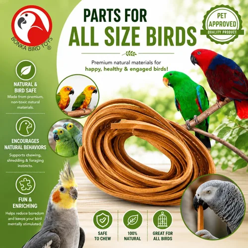 Vista 9 de Bonka Bird Toys 2002 Pk6 Cueros de Cuero 48" para Loro DIY Juguete