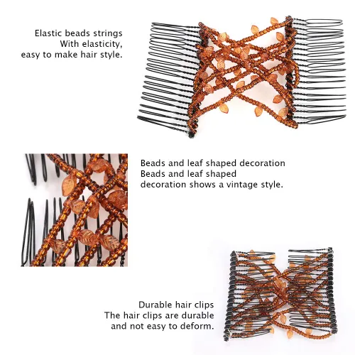 Vista 3 de Pinza para el cabello con perlas, peine elástico, pinzas para el cabello mágicos, peines de pelo perlas, peines elásticos para el cabello, pinzas