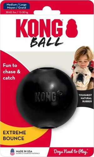 Vista 5 de KONG Bola extrema con agujero – Juguete de búsqueda – Juguete duradero para perros para entrenamiento, tiempo de juego interactivo y más – Pelota