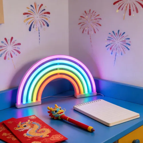 Vista 6 de Nordstylee Letreros de luz neón de arcoíris, luces LED de noche de arco iris para decoración de regalo de niños, pared, fiesta de cumpleaños