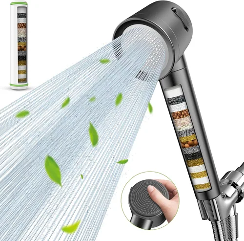 Vista 10 de Ion Drops - Cabezal de ducha filtrado de mano con 4 filtros, alta presión, 4 modos de pulverización, con filtros, filtros suavizantes de agua