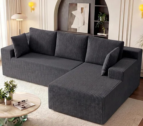 Vista 23 de Sofás seccionales sin hueso de 106 pulgadas para sala de estar, sofá modular en forma de L con asiento profundo de gran tamaño orientado a la Beige