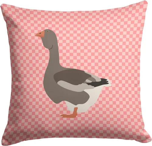 Vista 375 de Caroline's Treasures BB8163PW1414 Beltsville - Almohada decorativa de tela a cuadros pequeños, color blanco, pavo y gallina azul, lavable a máquina