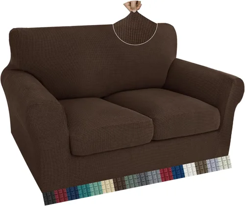 Vista 27 de ZNSAYOTX 2 fundas para sillas con brazos para sala de estar, súper suave, con funda de cojín de asiento, gruesa, duradera, mezcla de elastano, alta