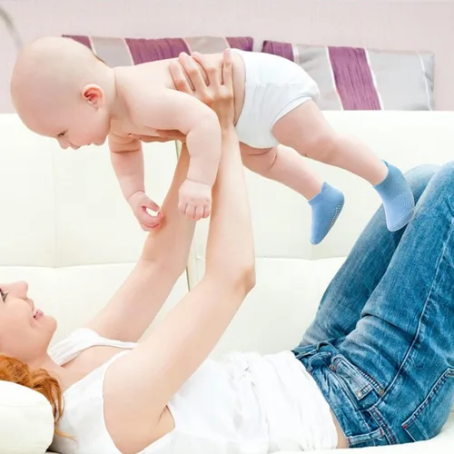 Vista 9 de 12 pares de calcetines antideslizantes para bebés con suela antideslizante para bebés recién nacidos niños y niñas
