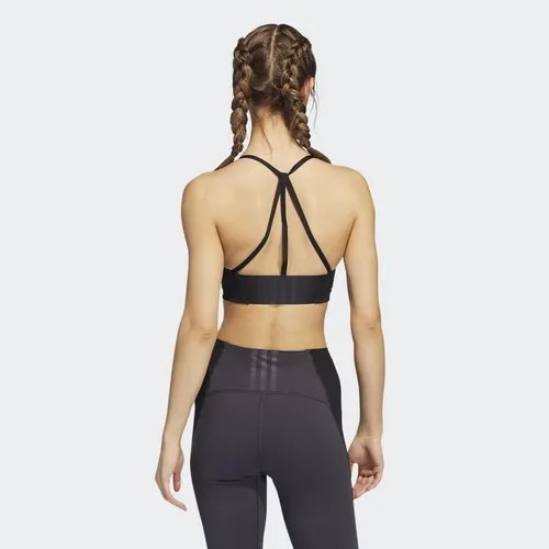 Vista 4 de adidas Sujetador de 3 rayas para mujer Yoga Studio Light Support 4 Elements, Carbon