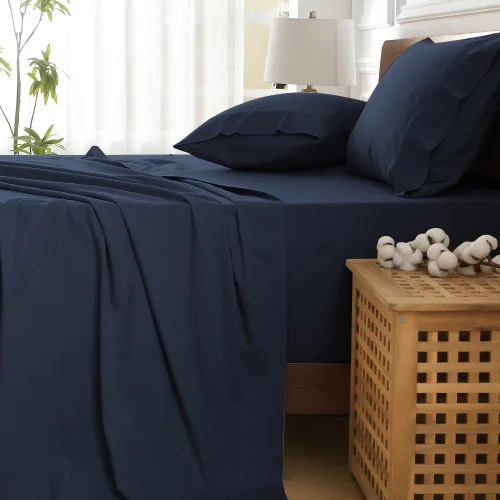 Vista 4 de HYPREST Juego de sábanas de bolsillo extra profundo tamaño King, se ajusta a colchones de 18"-24" de profundidad - Juego de sábanas de algodón 100%