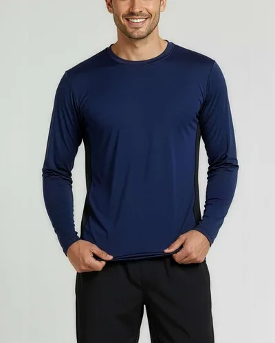 Vista 3 de Real Essentials Paquete de 4 unidades: camiseta de manga larga para hombre Dry Fit, disipa la humedad, protección solar FPU 50+ contra rayos