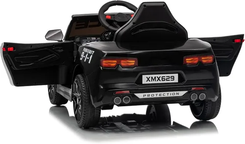 Vista 6 de Coche de policía de 12 V, funciona con pilas, autos de policía con control remoto, tonos de alerta de emergencia, luces intermitentes, música
