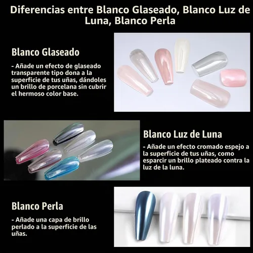 Vista 5 de Allstarry Polvo de uñas cromado blanco esmalte Aurora Donut Effect Pigment A-Glaze Blanco