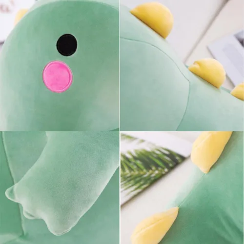 Vista 2 de Juguete de peluche de dinosaurio, lindo y suave, regalo de muñeca de peluche de dinosaurio, adecuado para familiares y amigos en cumpleaños, Verde