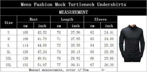 Vista 6 de Rela Bota Camisetas de moda para hombre, camisetas de cuello alto falso, ropa interior térmica, manga larga, ajustada, elástica, básica