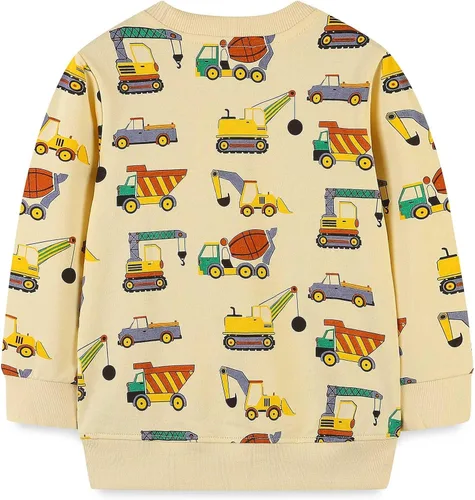 Vista 2 de Sudaderas divertidas con cuello redondo y estampado espacial de excavadora para niños, para otoño e invierno, de algodón