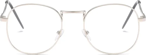 Vista 2 de Gafas retro miopes unisex de metal para distancia Plateado