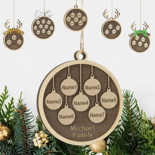 Vista 46 de Adornos de Navidad personalizados familiares de 1, 2, 3, 4, 5, 6, 7, 8, 9, 10, adornos de madera personalizados, decoraciones de Navidad, regalos