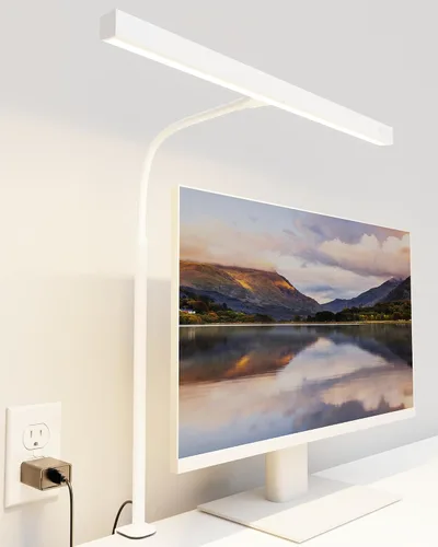 Vista 11 de SUPERDANNY Lámpara de escritorio LED para oficina y hogar, lámpara de escritorio para el cuidado de los ojos con cuello de cisne ajustable, 12W Negro