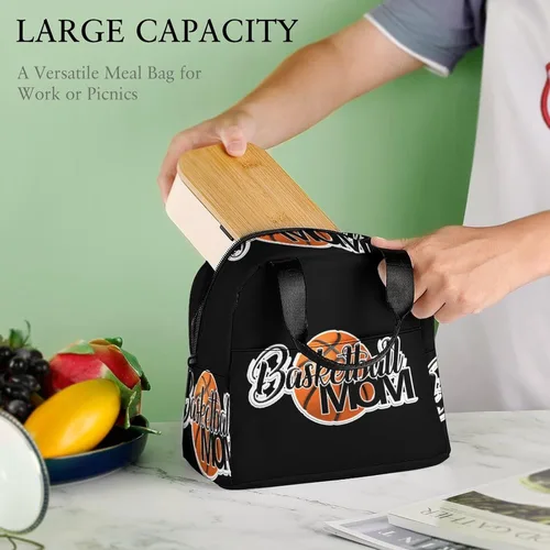 Vista 8 de Lonchera de baloncesto para mamá para mujeres y hombres, bolsa de almuerzo aislada, reutilizable, bolsa de almuerzo