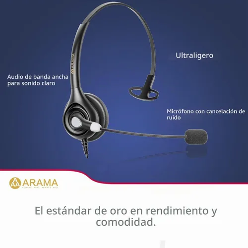 Vista 6 de Arama Auriculares USB con micrófono (A600MONO) - Cancelación de ruido, control de volumen y silencio en línea, compatible con USB-A y USB-C