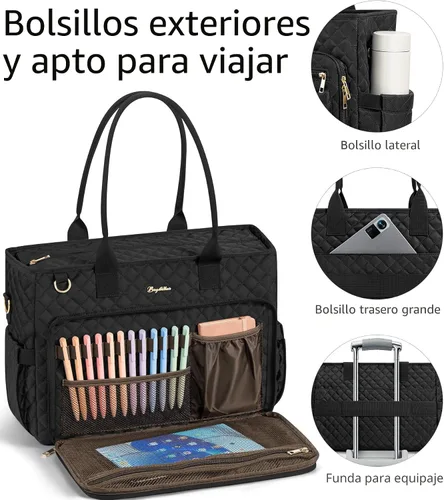 Vista 6 de Bagstellar Teacher Bags for Women, 15.6 inch Laptop Work Tote Bag Quilted Nurse Bible Computer Shoulder Bag for School Travel Dream Tote Work Bag