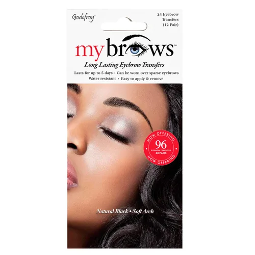 Vista 8 de Godefroy MyBrows Transferencias de cejas de larga duración, arco bajo, marrón oscuro, 48 pares de cejas (96 transferencias individuales)
