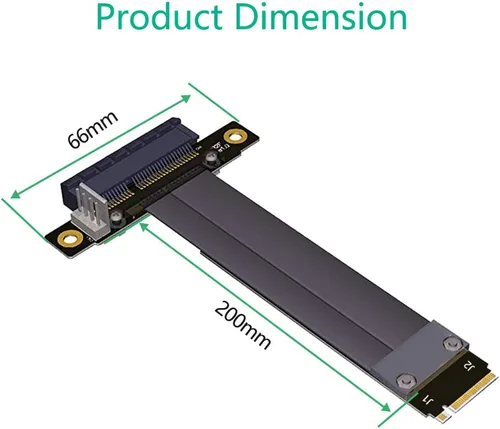 Vista 5 de HLT Cable de extensión M.2 NGFF NVMe Key M a PCIe 3.0 X4 (ranura PCI-E de 180°)