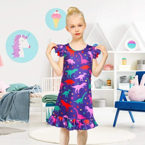 Vista 4 de Fiodrimy Girls Nightgowns Unicorn Sleepwear Night Sleep Dress Pajamas Little Kids Toddler Soft Nightgown