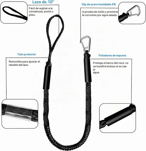 Vista 2 de Accesorios para barco de línea de muelle bungee - Pontón, moto acuática, accesorios de kayak con clip de acero inoxidable 316