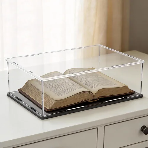 Vista 9 de Vitrina de acrílico completamente ensamblada, caja de acrílico transparente de 4 pulgadas para exhibición de coleccionables, vitrina de vidrio