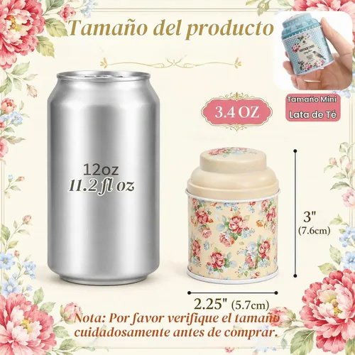 Vista 2 de Tlence Paquete de 12 mini latas de té vintage, lata vacía de hojalata