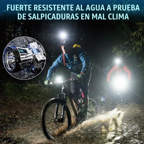 Vista 6 de Linterna frontal recargable súper brillante de alta potencia, lámpara LED recargable, luces LED para la frente, faro frontal impermeable con luces
