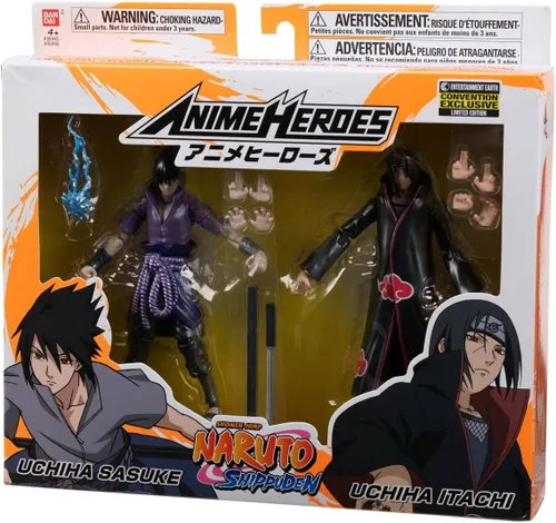 Vista 9 de Naruto: Shippuden Entertainment Earth & Convention Exclusivo: Anime Heroes Paquete de 2 Itachi y Sasuke Uchiha