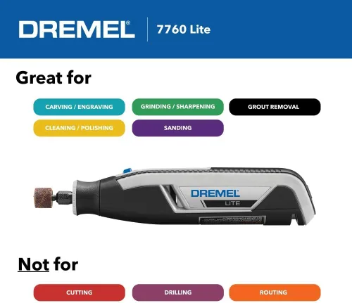 Vista 3 de Dremel Lite 7760 N/10 - Herramienta rotatoria inalámbrica de iones de litio de 4V, kit multipropósito de velocidad variable, carga USB, cambios
