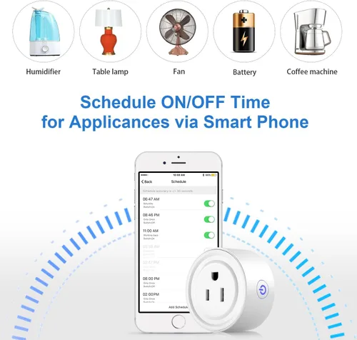 Vista 4 de Enchufe Inteligente con Wi-Fi habilitado, Mini enchufe Inteligente que funciona con Amazon Alexa, Google Home, Salida de control remoto con función