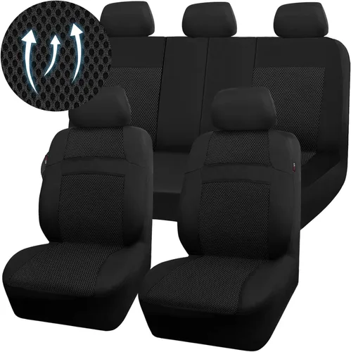 Vista 7 de CAR PASS Juego de fundas de asiento completas, Funda de asiento de malla de aire 3D con esponja compuesta de 5 mm en el interior, compatible