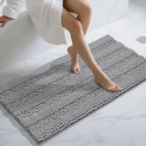 Vista 30 de Yimobra Tapetes de baño lavables, de chenilla súper suave y absorbente, para suelo y alfombra, de secado rápido, antideslizante, para bañera y Beige
