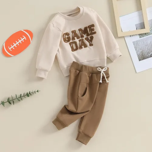 Vista 3 de Conjunto de sudadera de manga larga para bebé niño para el día del partido, ropa de otoño e invierno